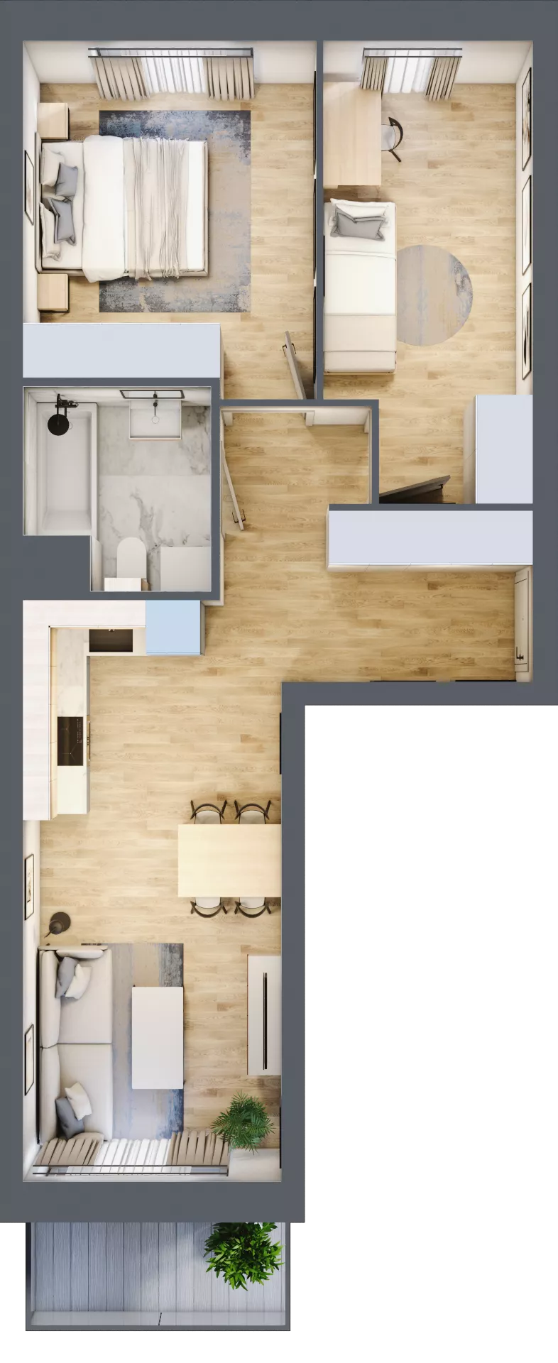 3 pokoje, mieszkanie 55,22 m², piętro 2, oferta nr F05, Osiedle Startowe, Wrocław, Psie Pole-Zawidawie, Zakrzów, ul. Zatorska / al. Sobieskiego