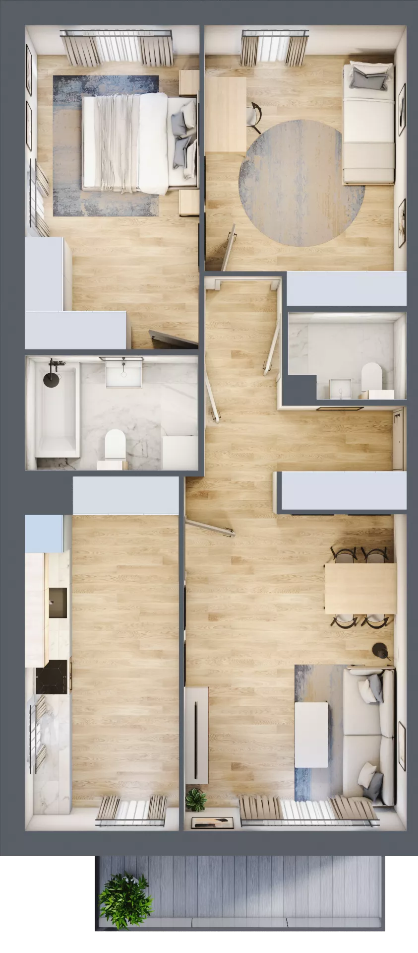 3 pokoje, mieszkanie 74,00 m², piętro 2, oferta nr C04, Osiedle Startowe, Wrocław, Psie Pole-Zawidawie, Zakrzów, ul. Zatorska / al. Sobieskiego