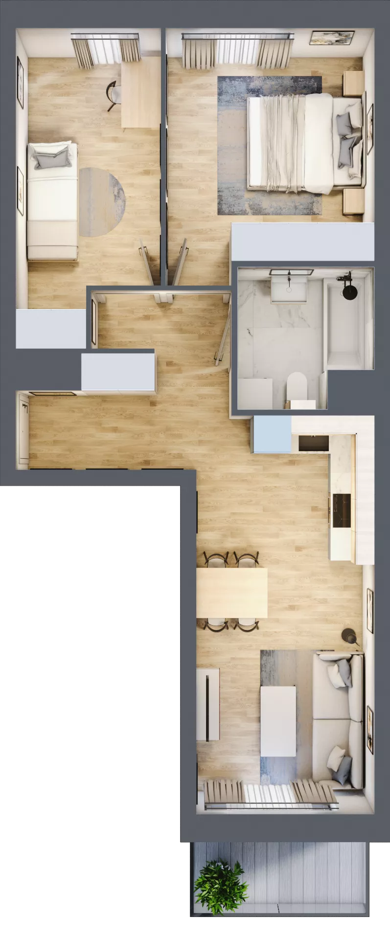 3 pokoje, mieszkanie 55,18 m², piętro 1, oferta nr F04, Osiedle Startowe, Wrocław, Psie Pole-Zawidawie, Zakrzów, ul. Zatorska / al. Sobieskiego