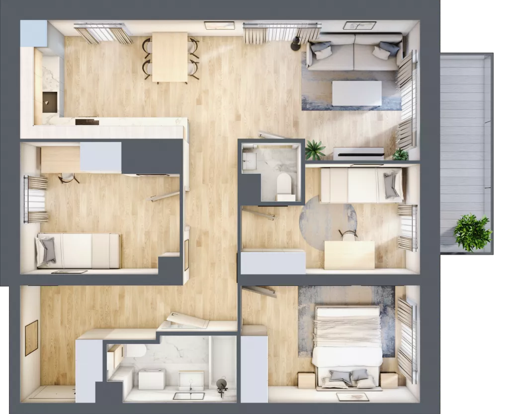 4 pokoje, mieszkanie 73,78 m², piętro 6, oferta nr G45, Osiedle Startowe, Wrocław, Psie Pole-Zawidawie, Zakrzów, ul. Zatorska / al. Sobieskiego