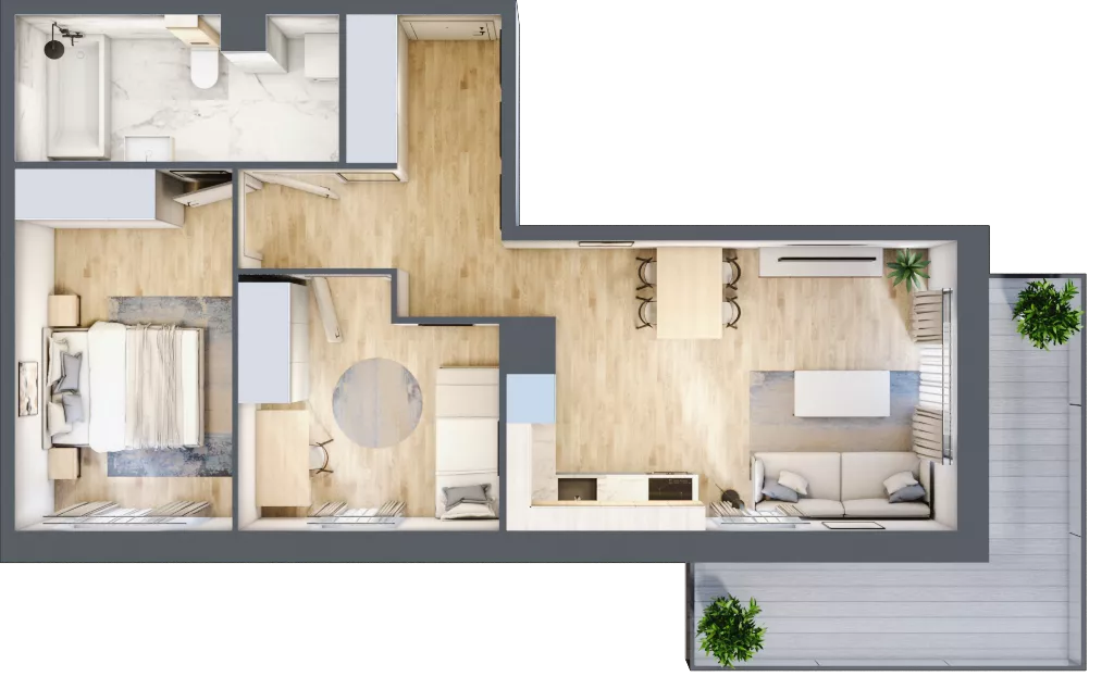 3 pokoje, mieszkanie 55,54 m², piętro 3, oferta nr A14, Osiedle Startowe, Wrocław, Psie Pole-Zawidawie, Zakrzów, ul. Zatorska / al. Sobieskiego