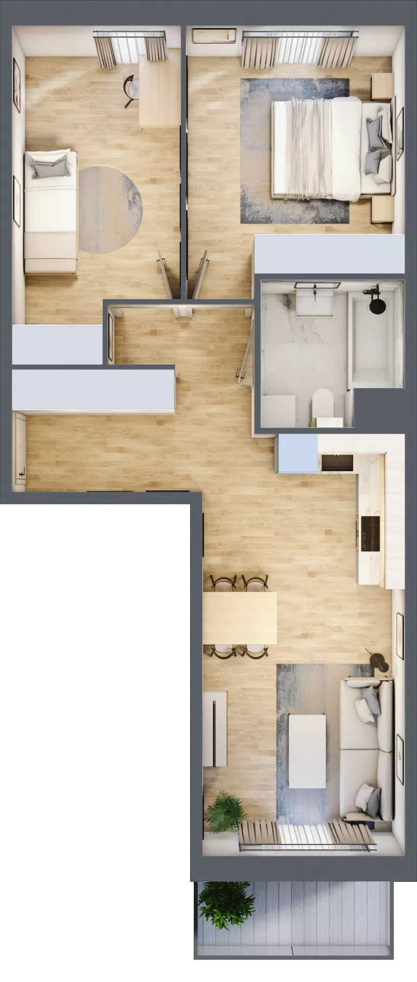 3 pokoje, mieszkanie 58,39 m², piętro 1, oferta nr C03, Osiedle Startowe, Wrocław, Psie Pole-Zawidawie, Zakrzów, ul. Zatorska / al. Sobieskiego