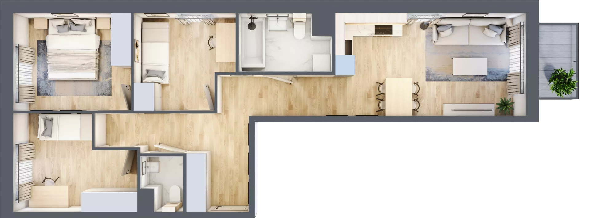 4 pokoje, mieszkanie 66,56 m², piętro 1, oferta nr B04, Osiedle Startowe, Wrocław, Psie Pole-Zawidawie, Zakrzów, ul. Zatorska / al. Sobieskiego