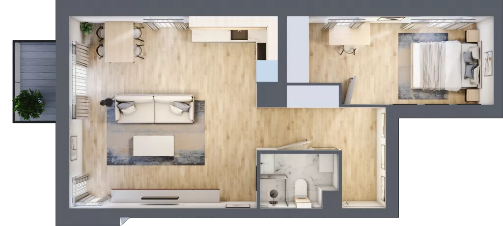 2 pokoje, mieszkanie 53,47 m², piętro 3, oferta nr E11, Osiedle Startowe, Wrocław, Psie Pole-Zawidawie, Zakrzów, ul. Zatorska / al. Sobieskiego
