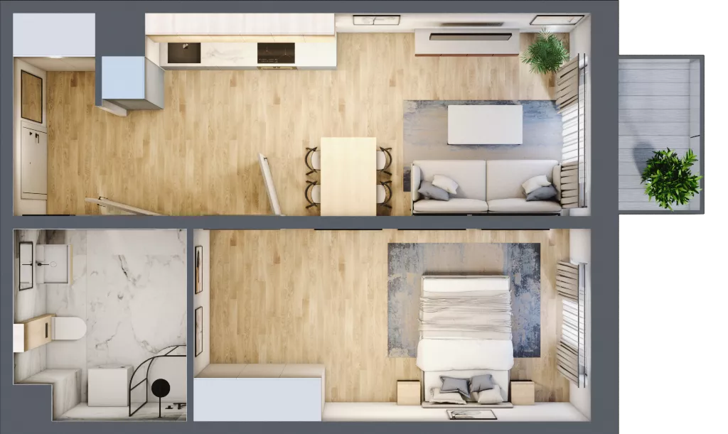 2 pokoje, mieszkanie 44,74 m², piętro 2, oferta nr B06, Osiedle Startowe, Wrocław, Psie Pole-Zawidawie, Zakrzów, ul. Zatorska / al. Sobieskiego