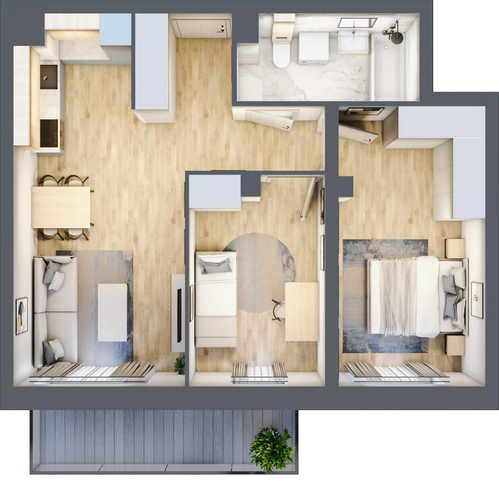 3 pokoje, mieszkanie 58,44 m², piętro 4, oferta nr G26, Osiedle Startowe, Wrocław, Psie Pole-Zawidawie, Zakrzów, ul. Zatorska / al. Sobieskiego