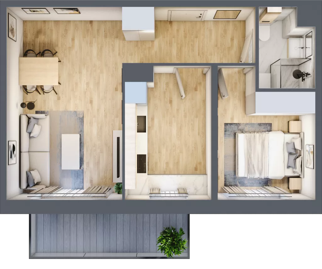 2 pokoje, mieszkanie 44,30 m², piętro 2, oferta nr C05, Osiedle Startowe, Wrocław, Psie Pole-Zawidawie, Zakrzów, ul. Zatorska / al. Sobieskiego
