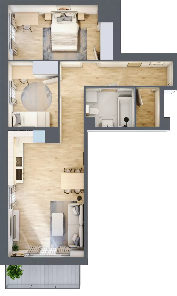 3 pokoje, mieszkanie 62,07 m², piętro 3, oferta nr A13, Osiedle Startowe, Wrocław, Psie Pole-Zawidawie, Zakrzów, ul. Zatorska / al. Sobieskiego