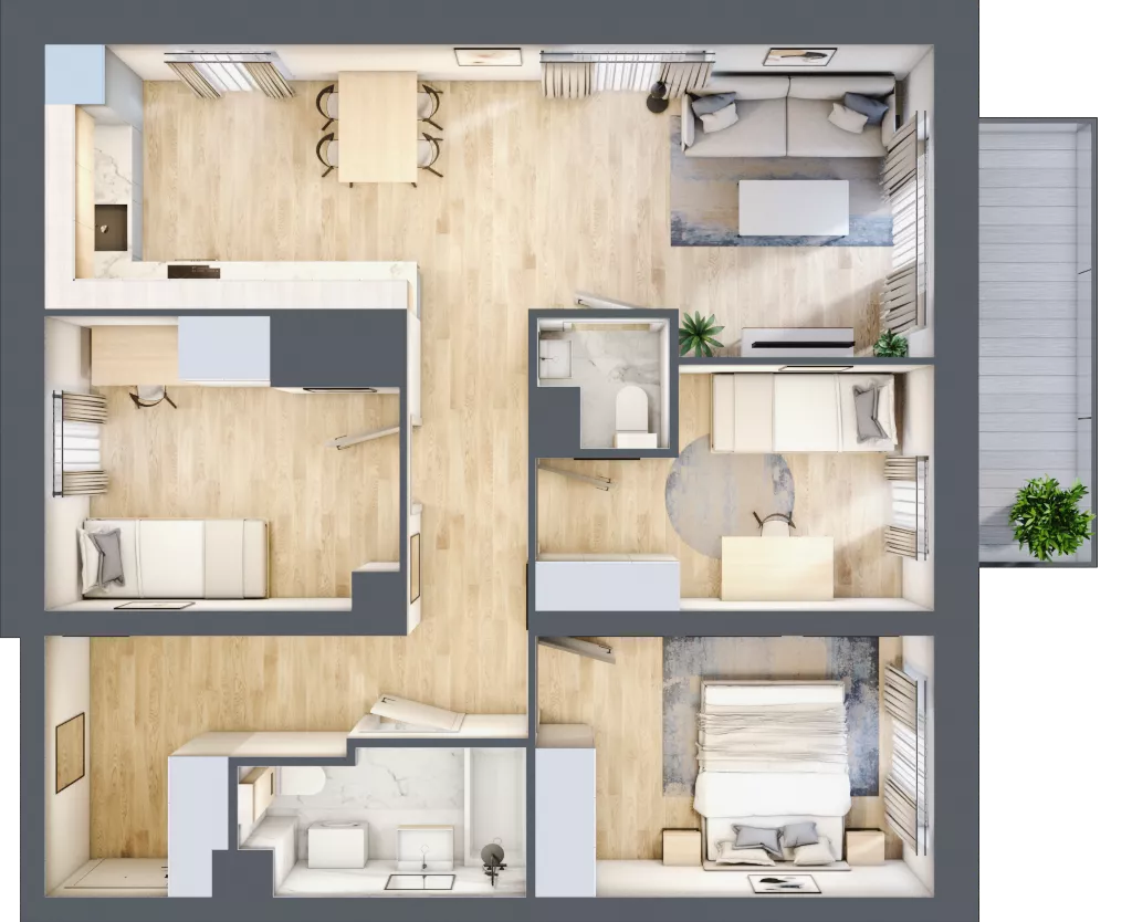 4 pokoje, mieszkanie 73,78 m², piętro 7, oferta nr G51, Osiedle Startowe, Wrocław, Psie Pole-Zawidawie, Zakrzów, ul. Zatorska / al. Sobieskiego