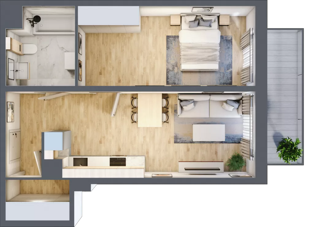 2 pokoje, mieszkanie 46,12 m², piętro 5, oferta nr A29, Osiedle Startowe, Wrocław, Psie Pole-Zawidawie, Zakrzów, ul. Zatorska / al. Sobieskiego