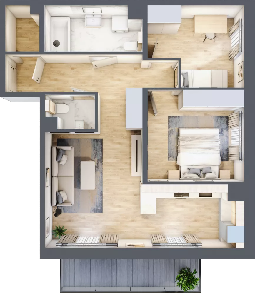 3 pokoje, mieszkanie 62,86 m², piętro 4, oferta nr D19, Osiedle Startowe, Wrocław, Psie Pole-Zawidawie, Zakrzów, ul. Zatorska / al. Sobieskiego