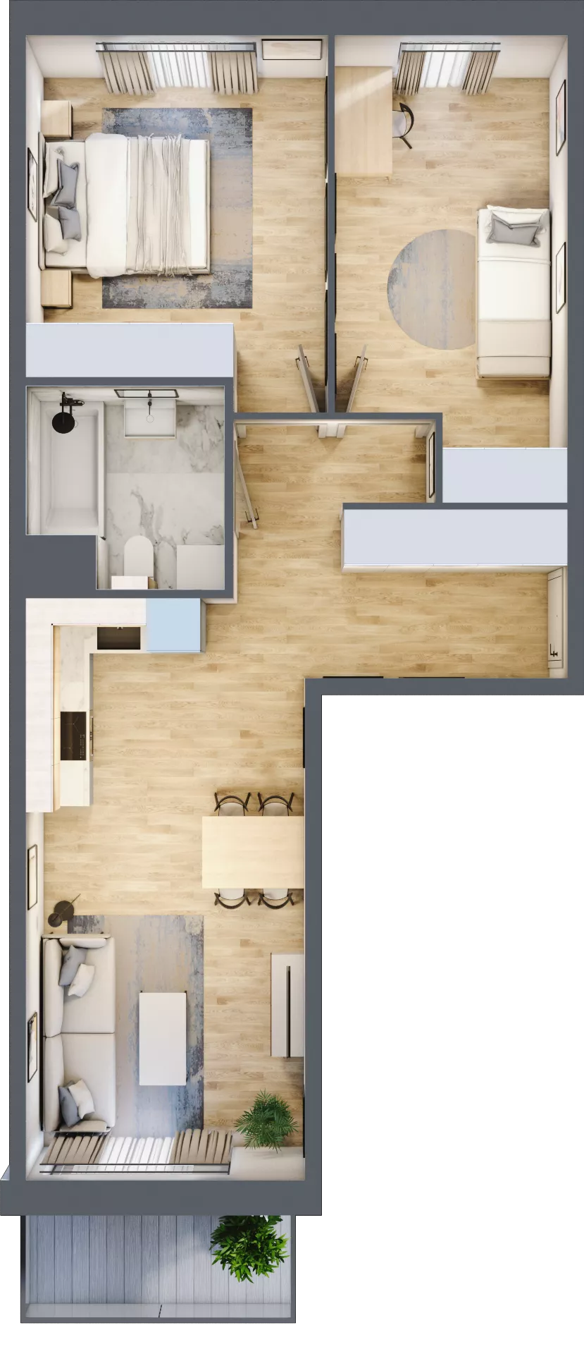 3 pokoje, mieszkanie 58,39 m², piętro 2, oferta nr D06, Osiedle Startowe, Wrocław, Psie Pole-Zawidawie, Zakrzów, ul. Zatorska / al. Sobieskiego