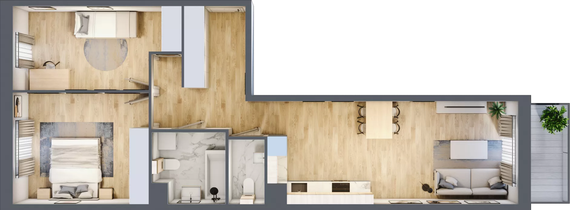 3 pokoje, mieszkanie 67,77 m², piętro 1, oferta nr B01, Osiedle Startowe, Wrocław, Psie Pole-Zawidawie, Zakrzów, ul. Zatorska / al. Sobieskiego