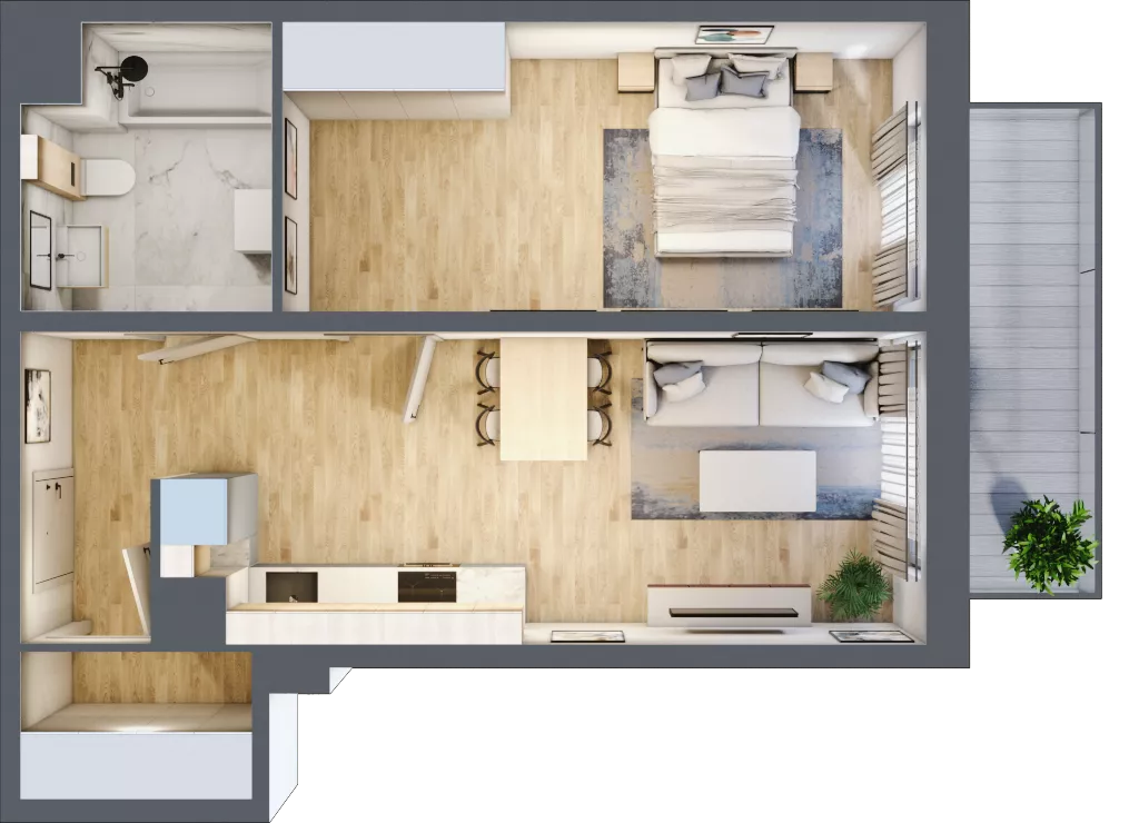 2 pokoje, mieszkanie 46,12 m², piętro 4, oferta nr A23, Osiedle Startowe, Wrocław, Psie Pole-Zawidawie, Zakrzów, ul. Zatorska / al. Sobieskiego