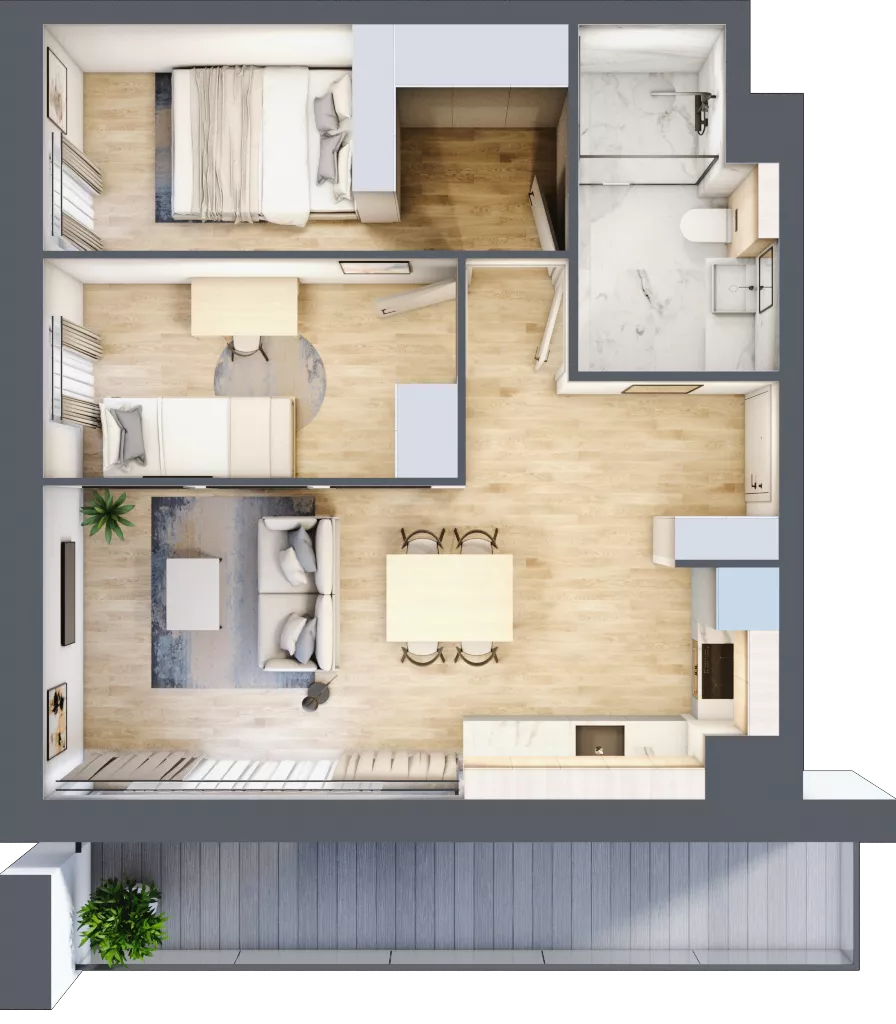 3 pokoje, mieszkanie 49,45 m², piętro 5, oferta nr C119, Grunwald Między Drzewami 3, Poznań, Grunwald, Grunwald Południe, ul. Unii Europejskiej / Smardzewska