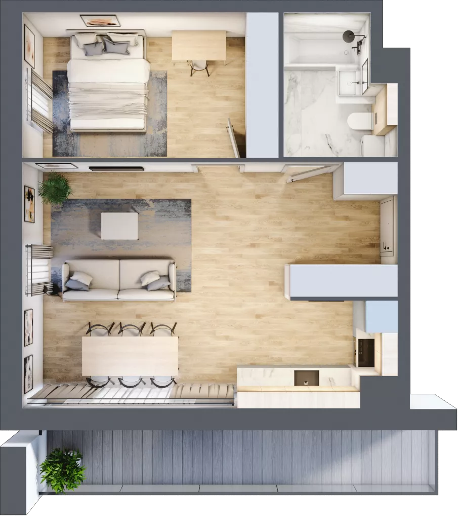 2 pokoje, mieszkanie 49,92 m², piętro 4, oferta nr C115, Grunwald Między Drzewami 3, Poznań, Grunwald, Grunwald Południe, ul. Unii Europejskiej / Smardzewska