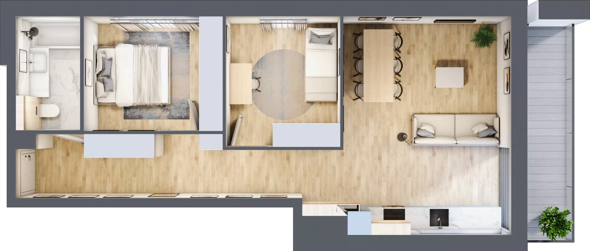 3 pokoje, mieszkanie 60,84 m², piętro 3, oferta nr C108, Grunwald Między Drzewami 3, Poznań, Grunwald, Grunwald Południe, ul. Unii Europejskiej / Smardzewska