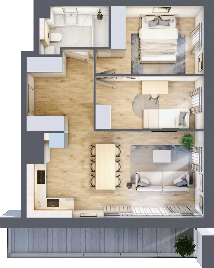 3 pokoje, mieszkanie 55,54 m², piętro 4, oferta nr C114, Grunwald Między Drzewami 3, Poznań, Grunwald, Grunwald Południe, ul. Unii Europejskiej / Smardzewska