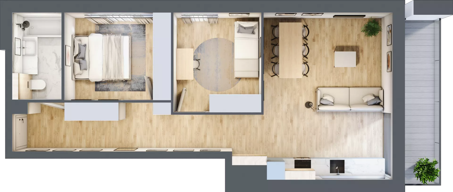 3 pokoje, mieszkanie 60,84 m², piętro 4, oferta nr C112, Grunwald Między Drzewami 3, Poznań, Grunwald, Grunwald Południe, ul. Unii Europejskiej / Smardzewska