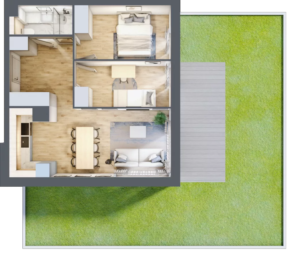 3 pokoje, mieszkanie 50,69 m², parter, oferta nr C083, Grunwald Między Drzewami 3, Poznań, Grunwald, Grunwald Południe, ul. Unii Europejskiej / Smardzewska