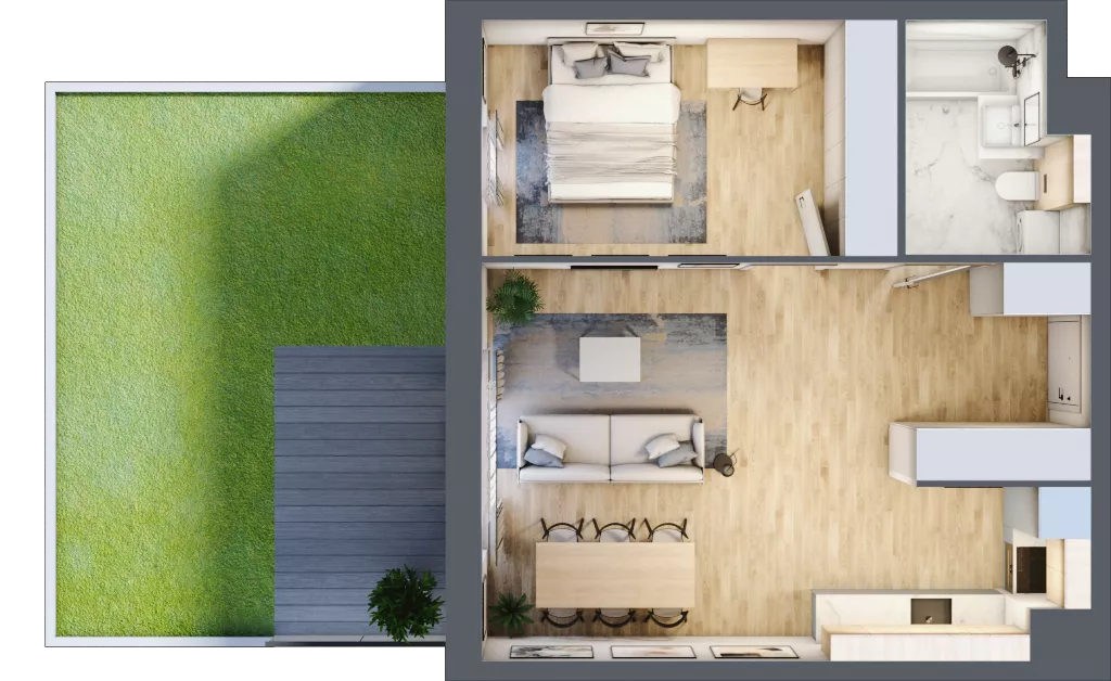 2 pokoje, mieszkanie 49,92 m², parter, oferta nr C086, Grunwald Między Drzewami 3, Poznań, Grunwald, Grunwald Południe, ul. Unii Europejskiej / Smardzewska
