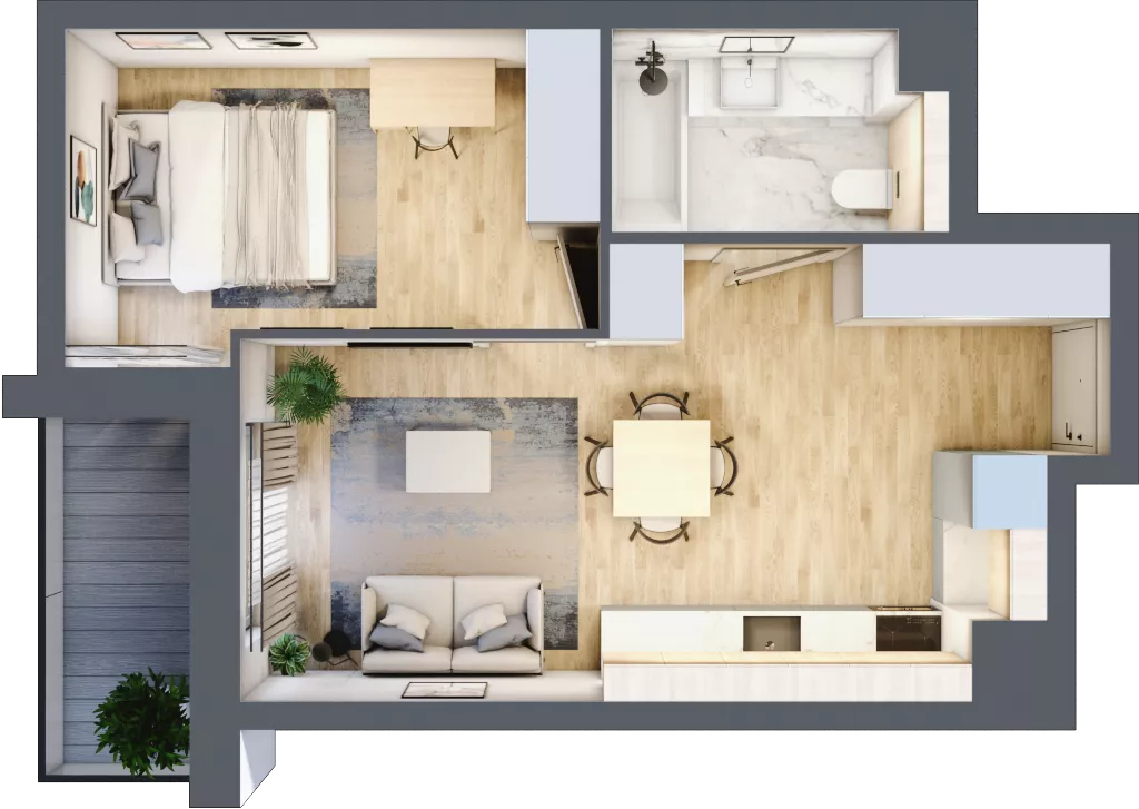 2 pokoje, mieszkanie 37,42 m², piętro 4, oferta nr C116, Grunwald Między Drzewami 3, Poznań, Grunwald, Grunwald Południe, ul. Unii Europejskiej / Smardzewska