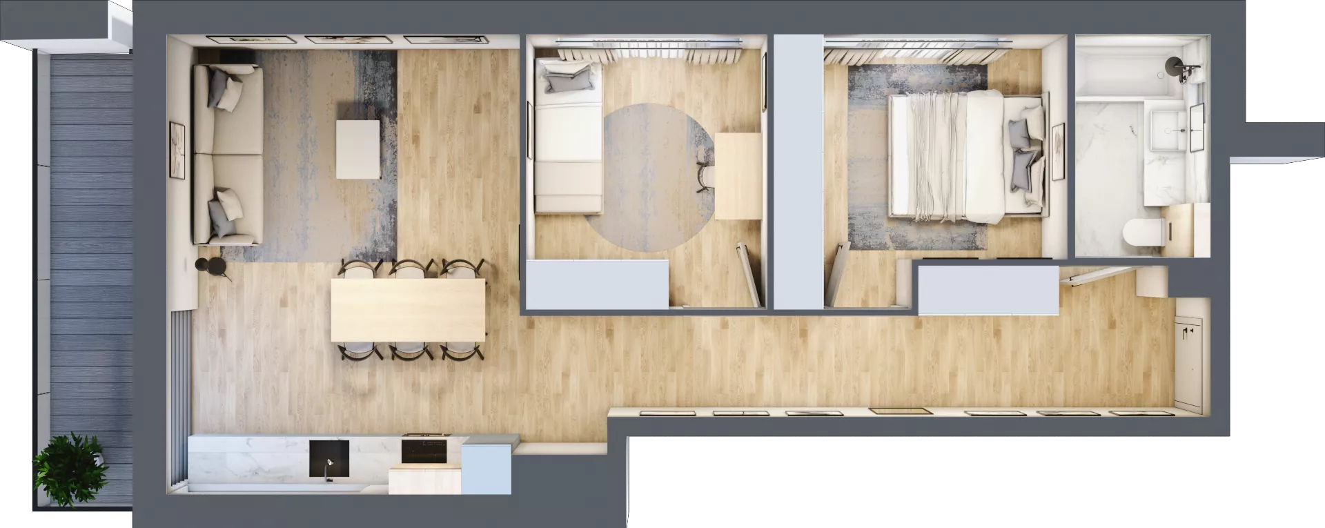 3 pokoje, mieszkanie 60,80 m², piętro 3, oferta nr D151, Grunwald Między Drzewami 3, Poznań, Grunwald, Grunwald Południe, ul. Unii Europejskiej / Smardzewska