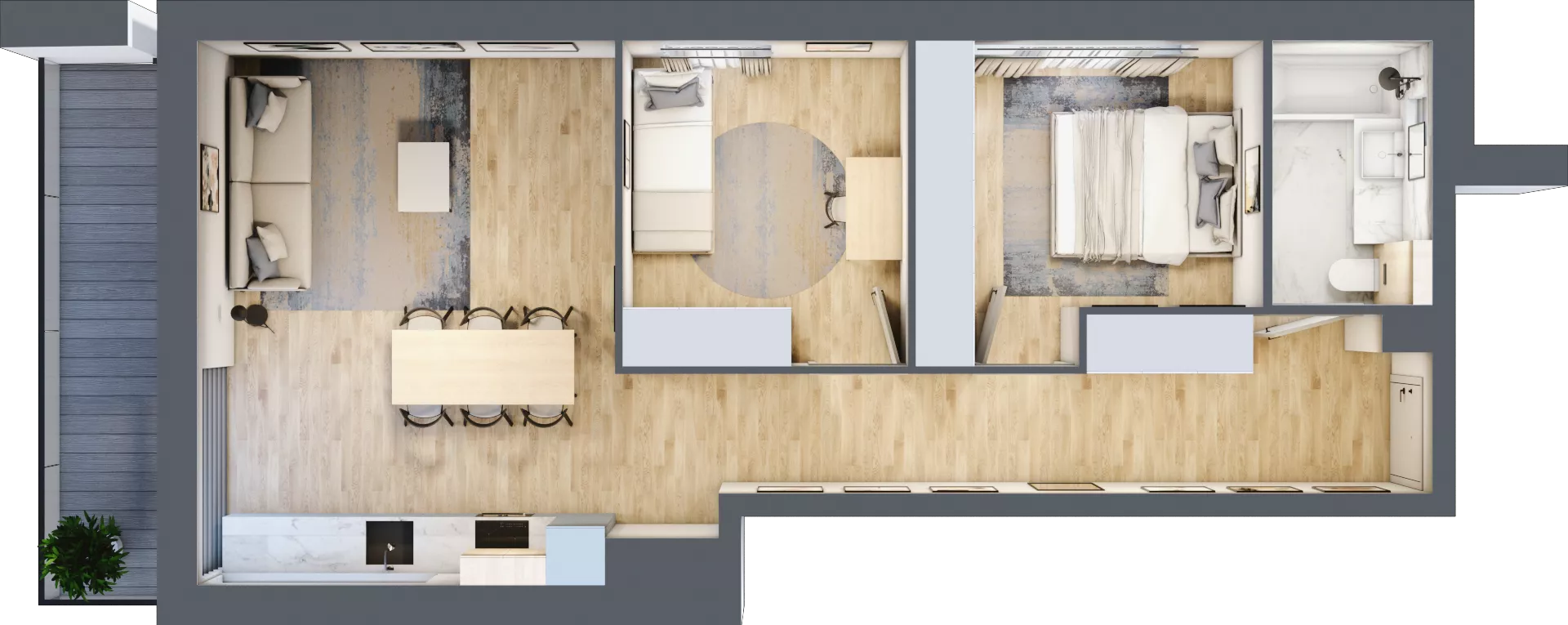 3 pokoje, mieszkanie 60,80 m², piętro 4, oferta nr D159, Grunwald Między Drzewami 3, Poznań, Grunwald, Grunwald Południe, ul. Unii Europejskiej / Smardzewska