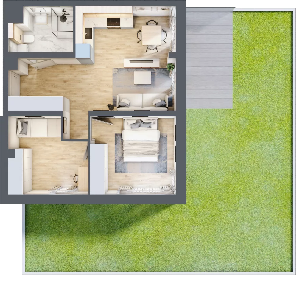 3 pokoje, mieszkanie 51,90 m², parter, oferta nr D123, Grunwald Między Drzewami 3, Poznań, Grunwald, Grunwald Południe, ul. Unii Europejskiej / Smardzewska