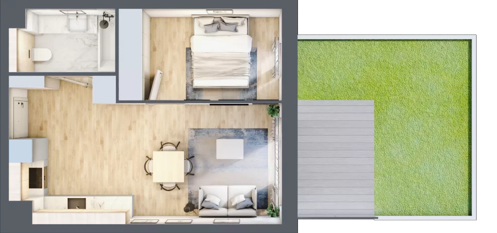 2 pokoje, mieszkanie 37,63 m², parter, oferta nr D122, Grunwald Między Drzewami 3, Poznań, Grunwald, Grunwald Południe, ul. Unii Europejskiej / Smardzewska