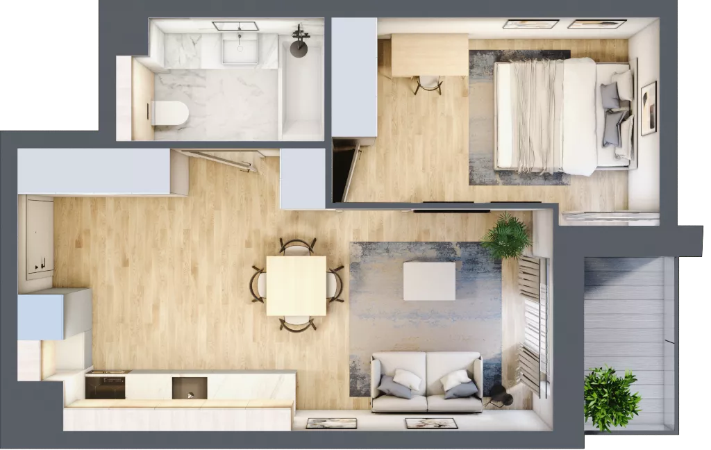 2 pokoje, mieszkanie 38,44 m², piętro 5, oferta nr D163, Grunwald Między Drzewami 3, Poznań, Grunwald, Grunwald Południe, ul. Unii Europejskiej / Smardzewska