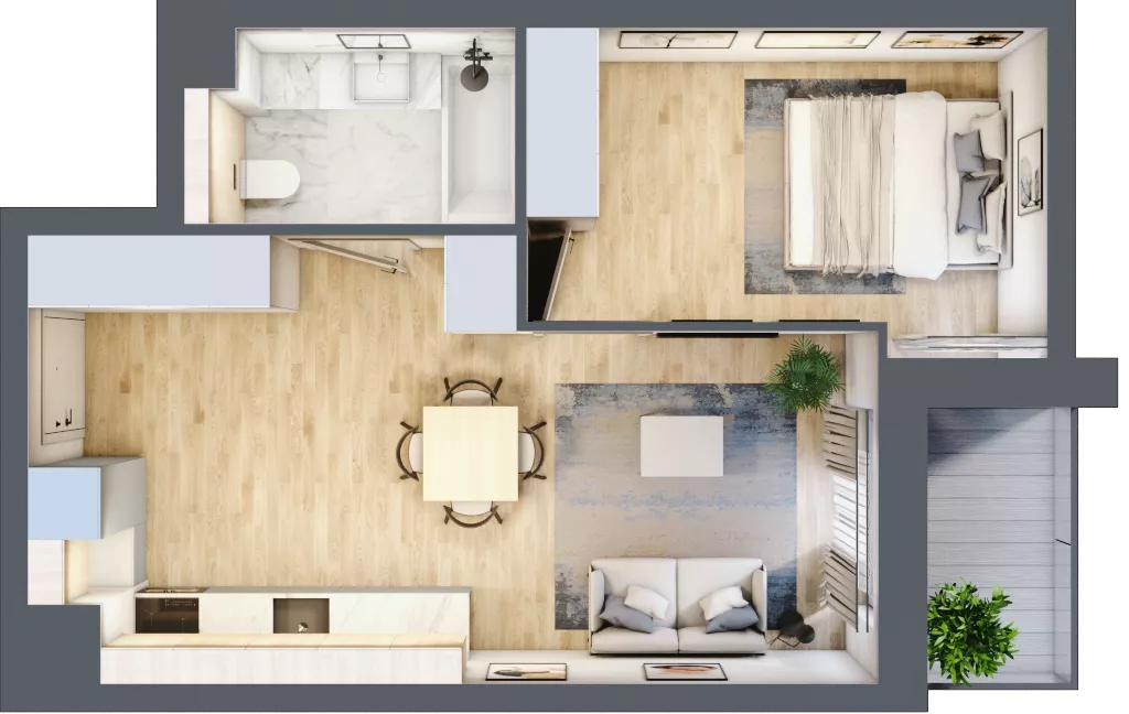 2 pokoje, mieszkanie 38,44 m², piętro 4, oferta nr D155, Grunwald Między Drzewami 3, Poznań, Grunwald, Grunwald Południe, ul. Unii Europejskiej / Smardzewska