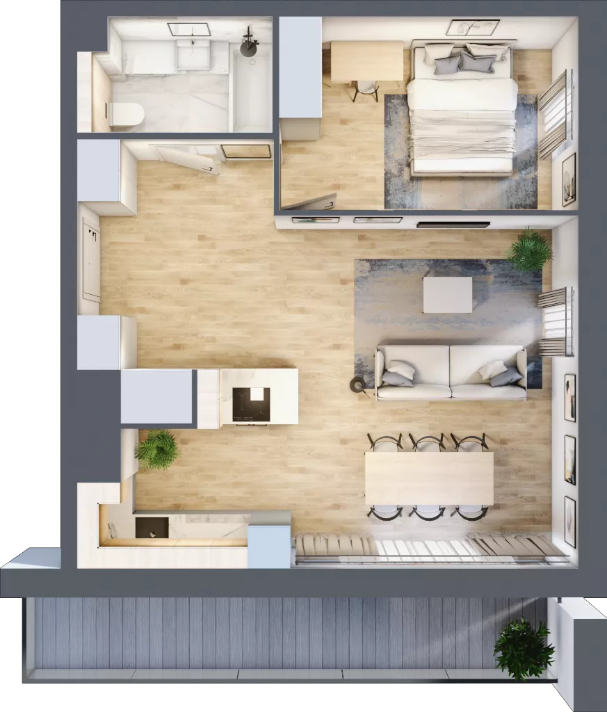 2 pokoje, mieszkanie 52,34 m², piętro 4, oferta nr D156, Grunwald Między Drzewami 3, Poznań, Grunwald, Grunwald Południe, ul. Unii Europejskiej / Smardzewska