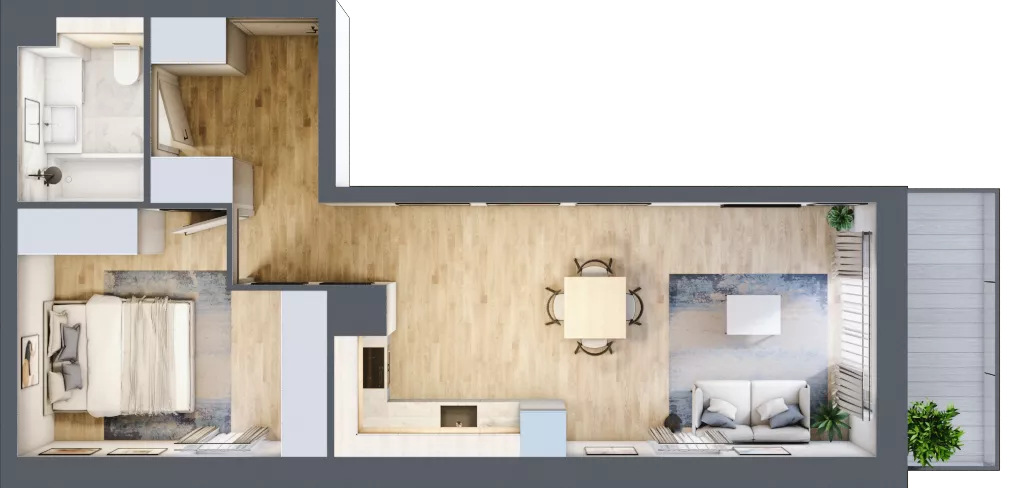 2 pokoje, mieszkanie 44,60 m², piętro 1, oferta nr D130, Grunwald Między Drzewami 3, Poznań, Grunwald, Grunwald Południe, ul. Unii Europejskiej / Smardzewska