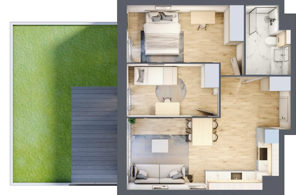 3 pokoje, mieszkanie 52,22 m², parter, oferta nr E172, Grunwald Między Drzewami 3, Poznań, Grunwald, Grunwald Południe, ul. Unii Europejskiej / Smardzewska