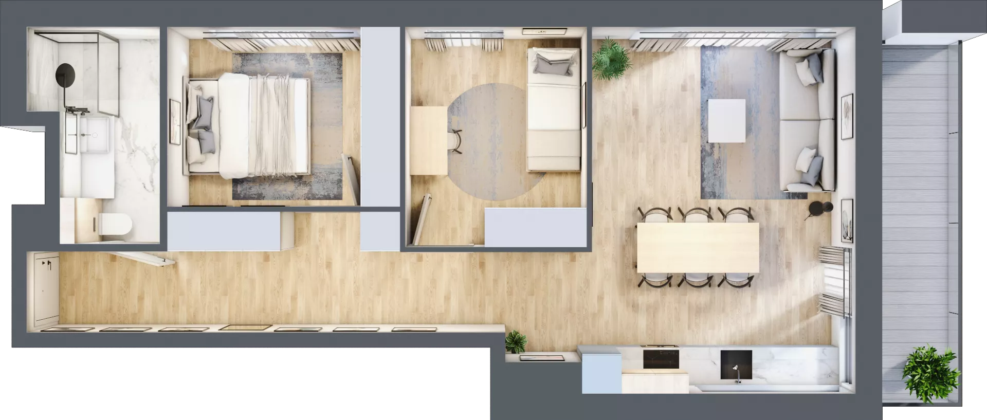3 pokoje, mieszkanie 59,89 m², piętro 4, oferta nr E195, Grunwald Między Drzewami 3, Poznań, Grunwald, Grunwald Południe, ul. Unii Europejskiej / Smardzewska