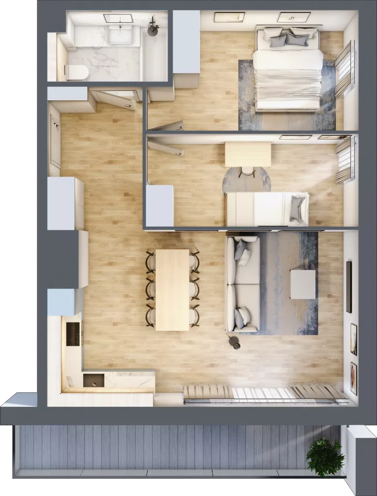 3 pokoje, mieszkanie 64,47 m², piętro 5, oferta nr E201, Grunwald Między Drzewami 3, Poznań, Grunwald, Grunwald Południe, ul. Unii Europejskiej / Smardzewska