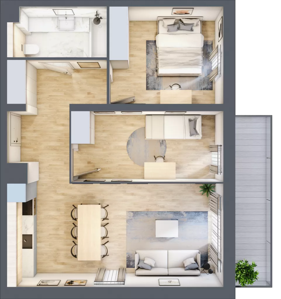 3 pokoje, mieszkanie 61,01 m², piętro 1, oferta nr E178, Grunwald Między Drzewami 3, Poznań, Grunwald, Grunwald Południe, ul. Unii Europejskiej / Smardzewska