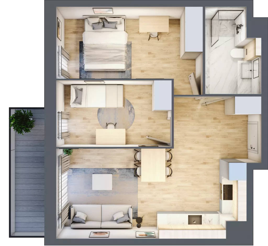 3 pokoje, mieszkanie 52,22 m², piętro 1, oferta nr E180, Grunwald Między Drzewami 3, Poznań, Grunwald, Grunwald Południe, ul. Unii Europejskiej / Smardzewska