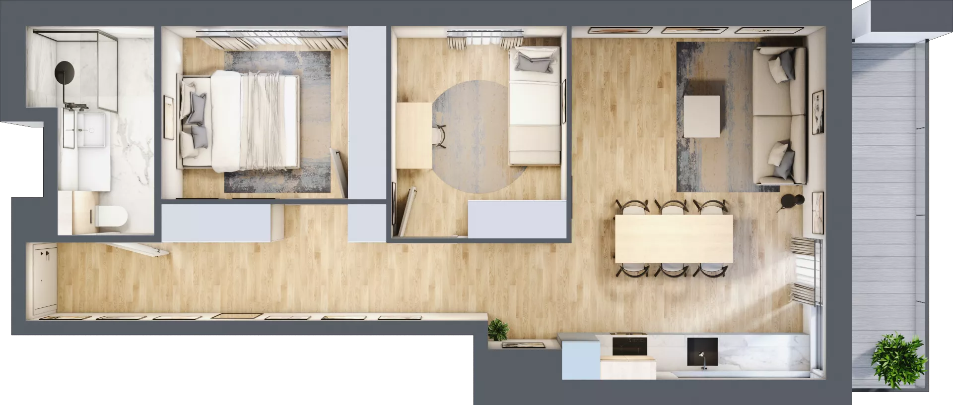 3 pokoje, mieszkanie 59,88 m², piętro 1, oferta nr E175, Grunwald Między Drzewami 3, Poznań, Grunwald, Grunwald Południe, ul. Unii Europejskiej / Smardzewska