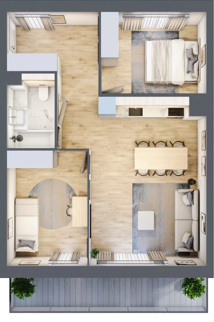 3 pokoje, mieszkanie 57,55 m², piętro 1, oferta nr F219, Grunwald Między Drzewami 3, Poznań, Grunwald, Grunwald Południe, ul. Unii Europejskiej / Smardzewska
