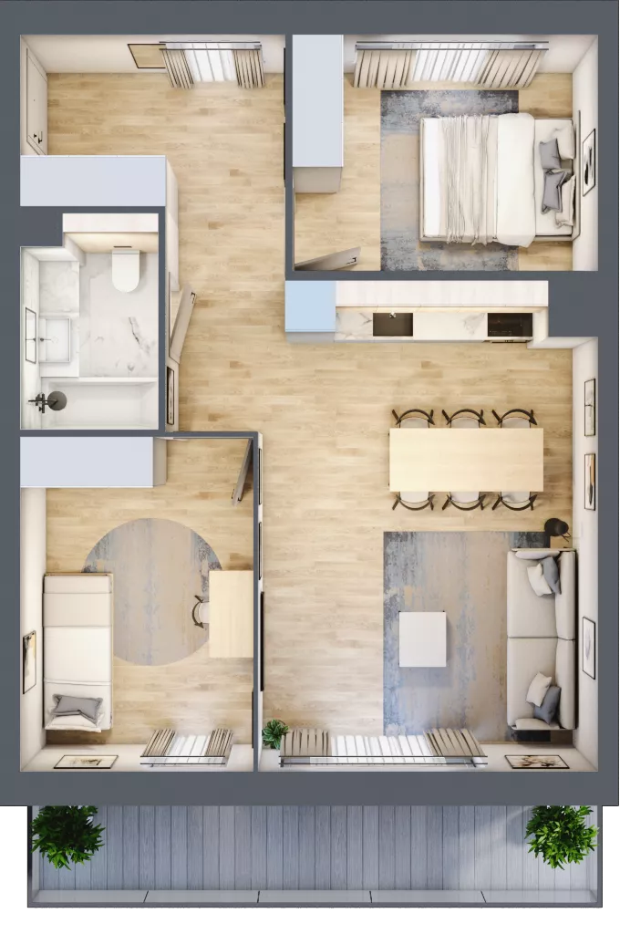 3 pokoje, mieszkanie 57,55 m², piętro 2, oferta nr F229, Grunwald Między Drzewami 3, Poznań, Grunwald, Grunwald Południe, ul. Unii Europejskiej / Smardzewska
