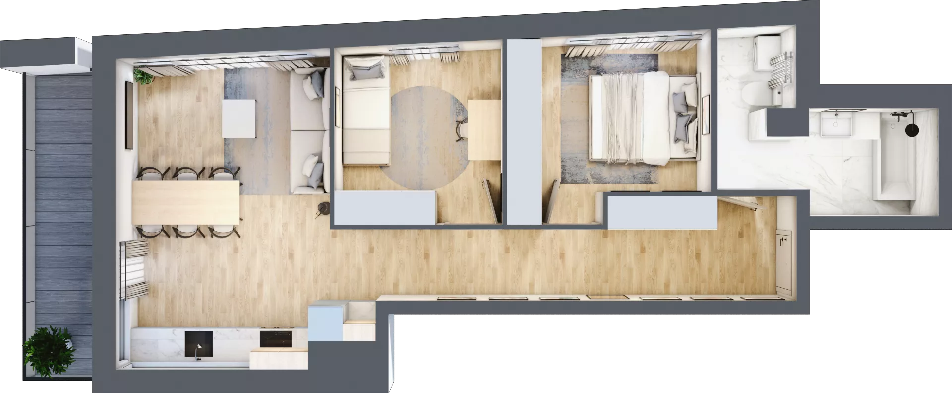 3 pokoje, mieszkanie 59,65 m², piętro 2, oferta nr F227, Grunwald Między Drzewami 3, Poznań, Grunwald, Grunwald Południe, ul. Unii Europejskiej / Smardzewska