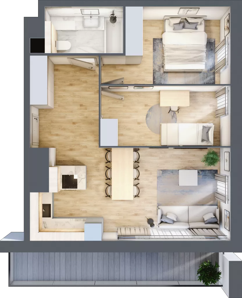 3 pokoje, mieszkanie 54,81 m², piętro 5, oferta nr F243, Grunwald Między Drzewami 3, Poznań, Grunwald, Grunwald Południe, ul. Unii Europejskiej / Smardzewska