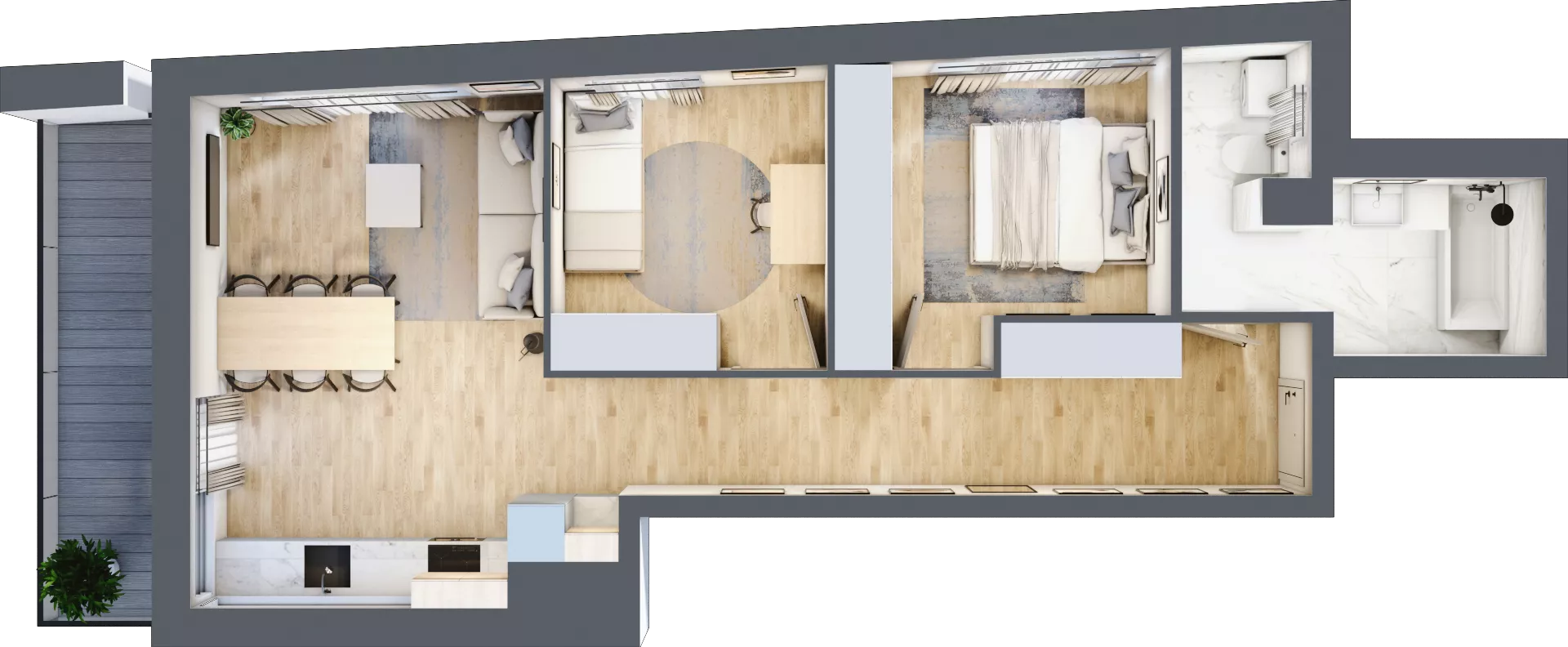 3 pokoje, mieszkanie 59,65 m², piętro 1, oferta nr F217, Grunwald Między Drzewami 3, Poznań, Grunwald, Grunwald Południe, ul. Unii Europejskiej / Smardzewska
