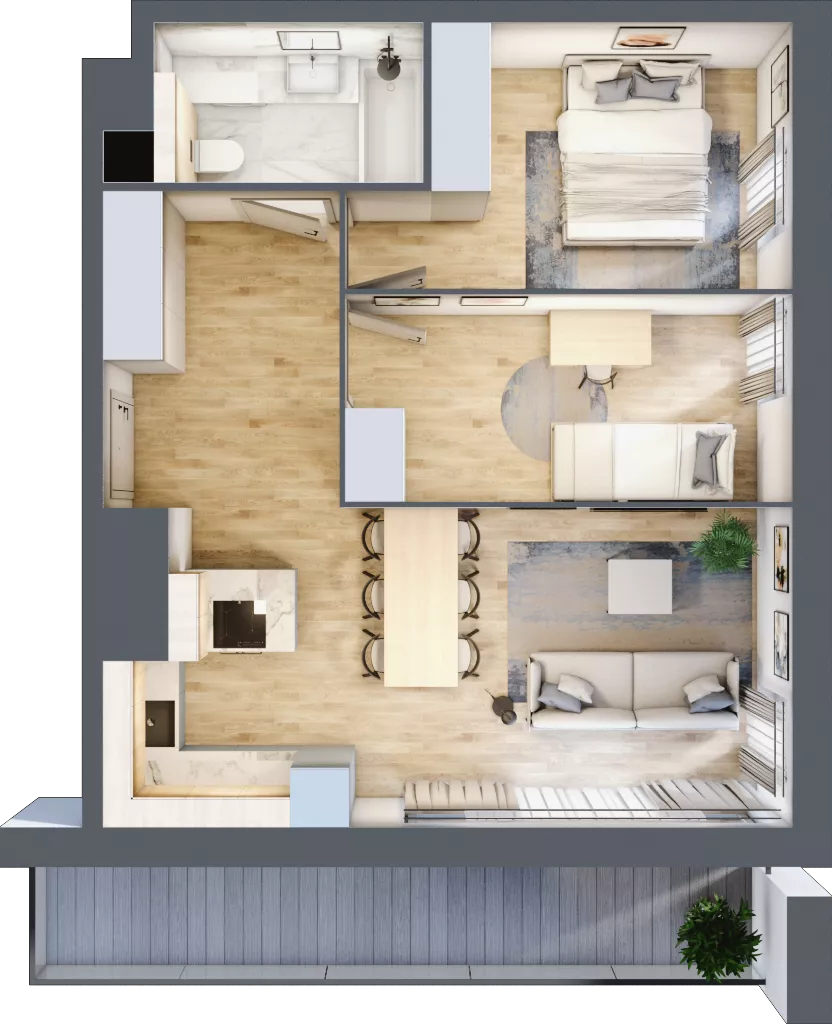 3 pokoje, mieszkanie 54,82 m², piętro 4, oferta nr F236, Grunwald Między Drzewami 3, Poznań, Grunwald, Grunwald Południe, ul. Unii Europejskiej / Smardzewska