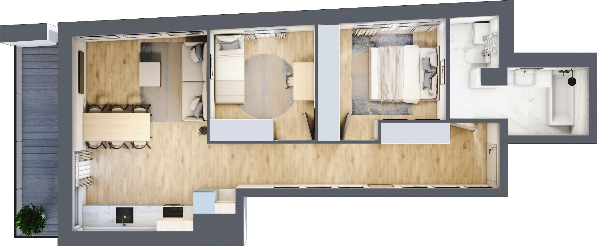 3 pokoje, mieszkanie 59,65 m², piętro 4, oferta nr F239, Grunwald Między Drzewami 3, Poznań, Grunwald, Grunwald Południe, ul. Unii Europejskiej / Smardzewska