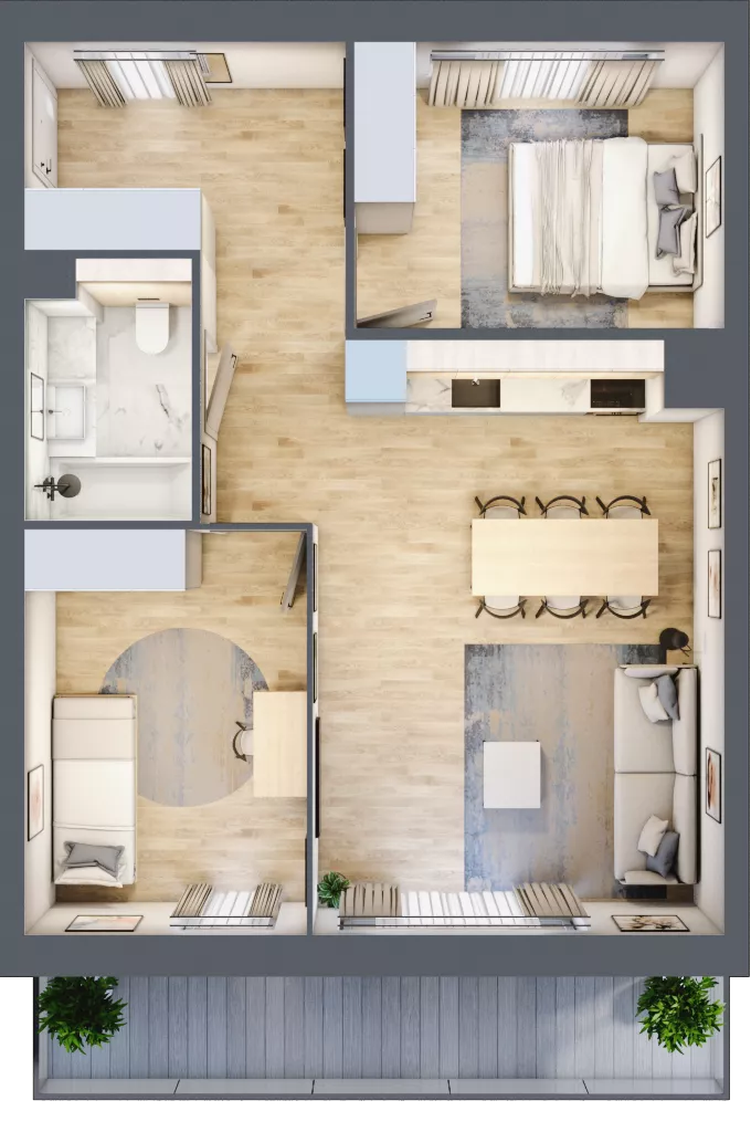 3 pokoje, mieszkanie 57,56 m², piętro 3, oferta nr F234, Grunwald Między Drzewami 3, Poznań, Grunwald, Grunwald Południe, ul. Unii Europejskiej / Smardzewska