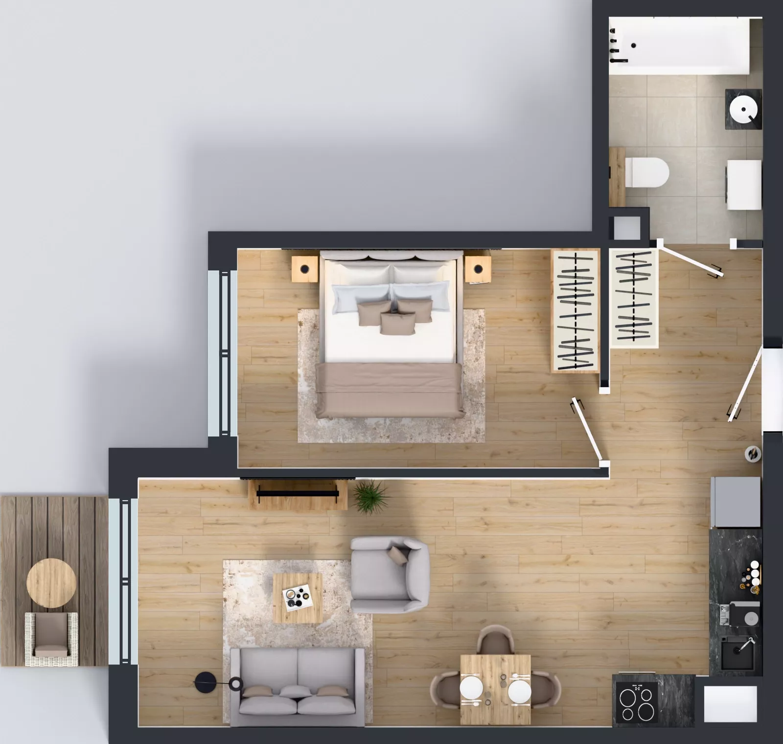 2 pokoje, mieszkanie 43,18 m², piętro 3, oferta nr 35.14a, LINK BUNSCHA, Kraków, Dębniki, Ruczaj, ul. Karola Bunscha 14A-C