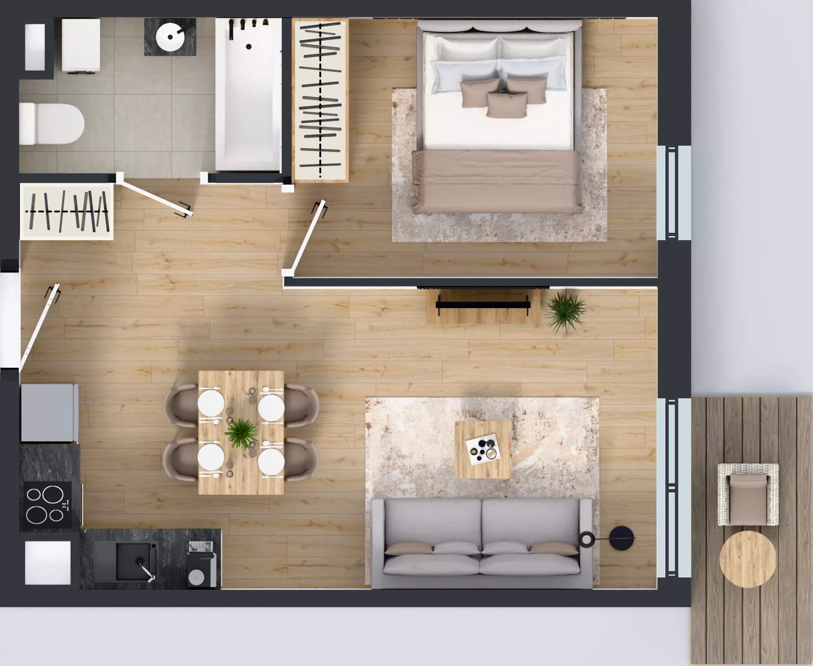 2 pokoje, mieszkanie 38,58 m², piętro 3, oferta nr 52.28, Osiedle Ozon - Etap VII, Kraków, Prądnik Biały, Górka Narodowa, ul. Stefana Banacha/ul. Fryderyka Schillinga